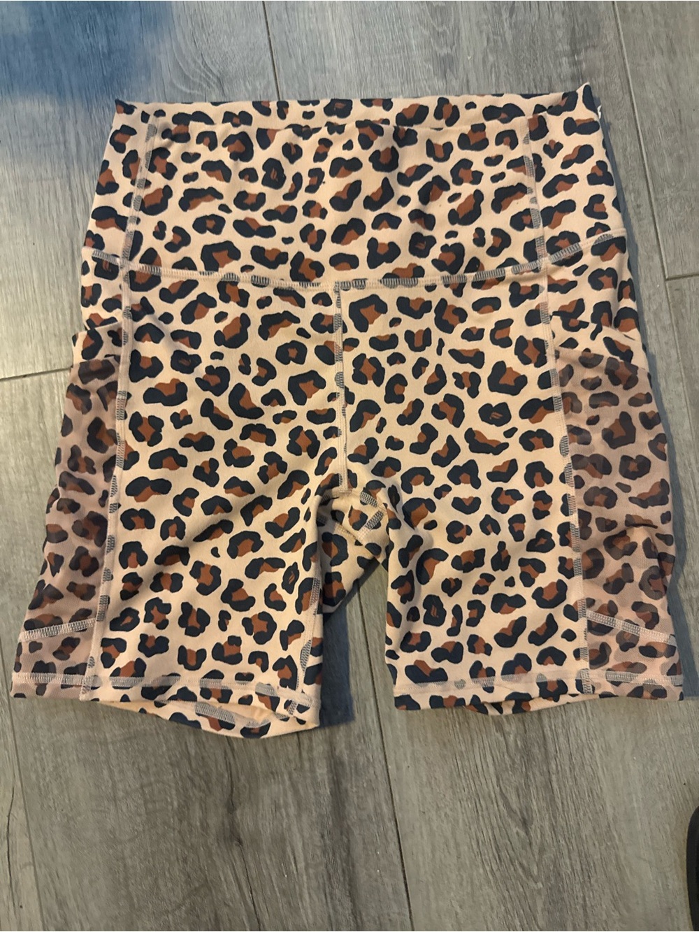 Fabletics Leopard Print High-Rise Women's Bike Shorts - Tan/Brown